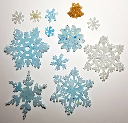 Mary G. Snowflakes, resin.